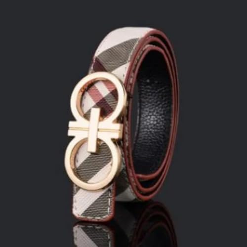 Kid's Stylish Plaid Belt with Gold Buckle – Fashionable Designer-Inspired Waist Belt4