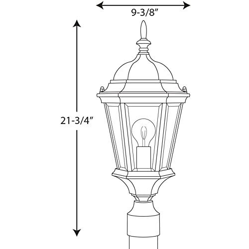 Progress Lighting P5482-31 Welbourne Outdoor, 9-1/2-Inch Diameter x 21-1/4-Inch Height, Black - Thumbnail 3