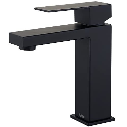 Tohlar Wasserhahn Bad Schwarz, Waschtischarmatur Schwarz Waschbecken Armaturen für Badezimmer, Mischbatterie Waschbecken Bad, Einhebelmischer Waschbeckenarmatur Cover