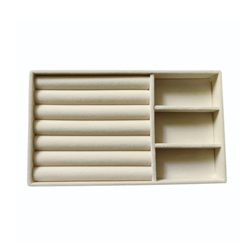 KEXIAO Bandeja organizadora de joyas apilable de terciopelo para cajones, anillos, soporte de exhibición, aretes, pulseras, collares