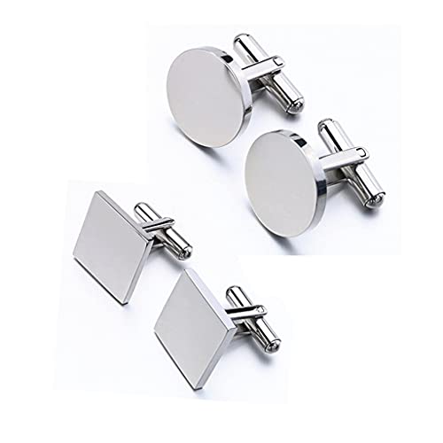 Hbao Roestvrijstalen Manchetknopen Voor Heren Bruiloft Bruidegom Klassieke Man Zakelijke Manchetknopen Blanco Manchetknopen voor Heren (Size : Square) - Image 6