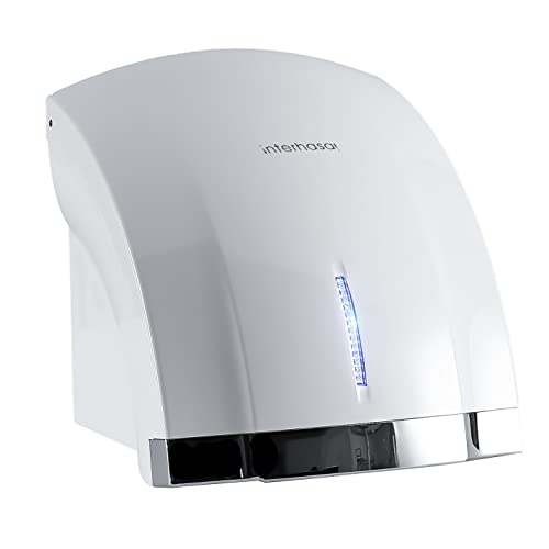 interhasa! Commercial Hand Dryer, Automatic Electric Hand Dryer 1800W High Speed Hand Dryer for Commercial and Household Noise Reduction ï¼ˆWhiteï¼‰