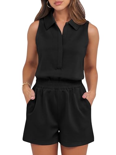 ANRABESS Romper for Womens 2026 Summer Dressy Casual Sleeveless V