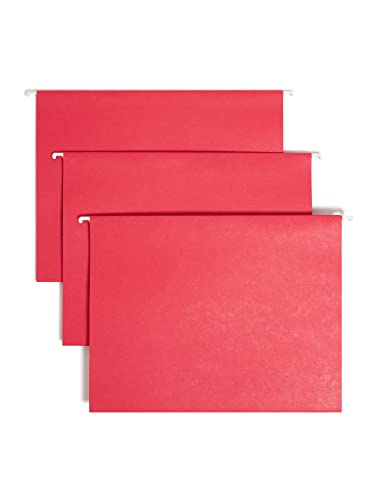 Smead Tuff Hanging File Folder With Easy Slide Tab, 1/3-Cut Sliding Tab, Letter Size, Red, 18 Per Box (64043, Rod Color May Vary) #TOP3