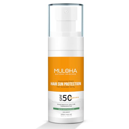 Image of SPF 50 PA++++ Hair Sunscreen Spray | UV Protection & Heat Protection Spray | Hair Mist | Anti-Frizz Leave-In Spray for Sun Damage, Beach & Travel | Lightweight, Non-Sticky | All Hair Types | 50g