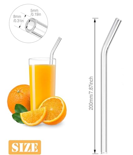 Image of Reusable Glass Straw Set 6, Transparent Drinking Straw Easy to Clean, BPA-Free & Ecofriendly, Elegant & Durable - Perfect for Juice,Cocktails, Smoothies, Coffee & More Drinks (White)