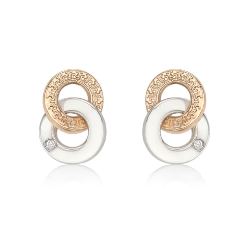 Boucles clous or bicolore Carissima 9 ct boucles d'oreilles double anneau oxyde de zirconium