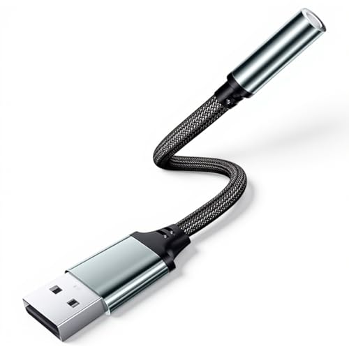 Image of Verilux USB to 3.5mm Jack Audio Adapter, Sound Card USB to Aux Adapter,15cm Nylon Braided Aluminum Alloy Housing External Sound Card Adapter for Headphones, Speakers & Microphone