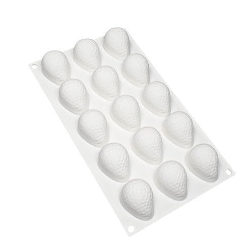 Generisch Moldes para hornear pasteles - 15 cavidades 3D - Molde de silicona para tartas de fresa | Herramientas de cocina reutilizables para hornear, bombones, fondant
