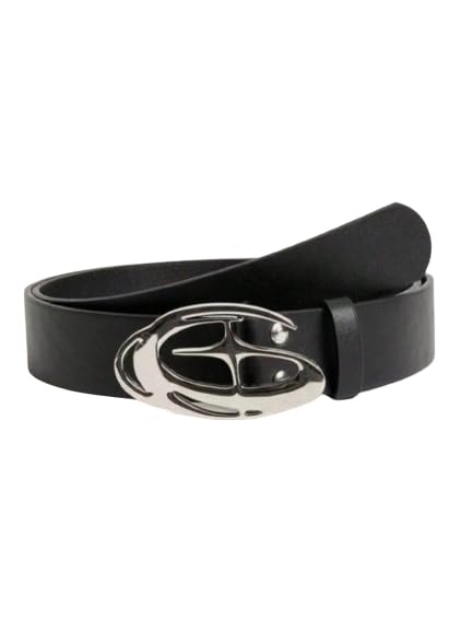 Men's Y2K Moon Buckle Leather Belt Retro Medium Waist Belts for Jeans Pants Streetwear