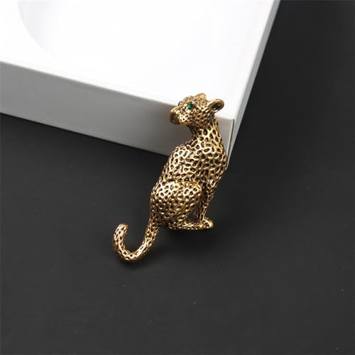Vintage Leopard Lapel Brooch Pin for Women Men Fashion Punk Rhinestone Animal Cheetah Collar Suit Jackets Coat Dress Backpacks Pins Gothic Cool Panther Cougar Boutonniere Corsage Jewelry Decoration (Gold-Tone) by OIDIMS - Used condition - Image 6