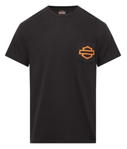 Harley-Davidson Men's Open Bar & Shield Chest Pocket Short Sleeve Tee, Black