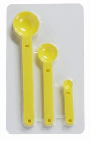 Renkli Plastik Ölçü Kaşığı Seti, 3 Parça, Yeşil, 6.8 cm, 12.4 cm, 17.3 cm