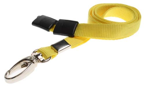 Identity-Plus: Metal Lobster Clip Lanyard Neck Strap with Safety Breakaway (Yellow, 75 pcs) โ image 1