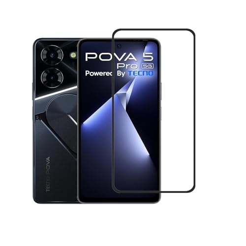 Image of DD SON Tempered Glass Screen Protector Compatible for Tecno Pova 5 Pro /Tecno Pova 6 Pro 5G (11D) with Edge to Edge Coverage and Easy Installation kit,Black