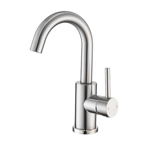 ZYNUHMO Robinet de salle de bain, robinet de salle de bain, pivotant à 360°, mitigeur monocommande, robinet de lavabo en acier inoxydable brossé