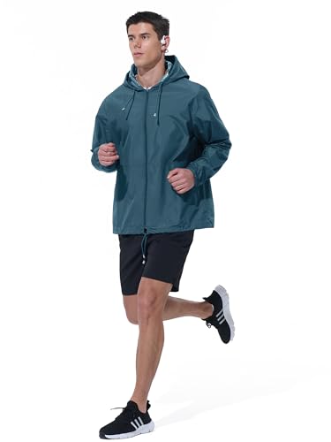Image of UIQUR Mens Rain Jacket Raincoat Windbreaker Running Waterproof Lightweight Packable with Hood Travel Hiking Cycling