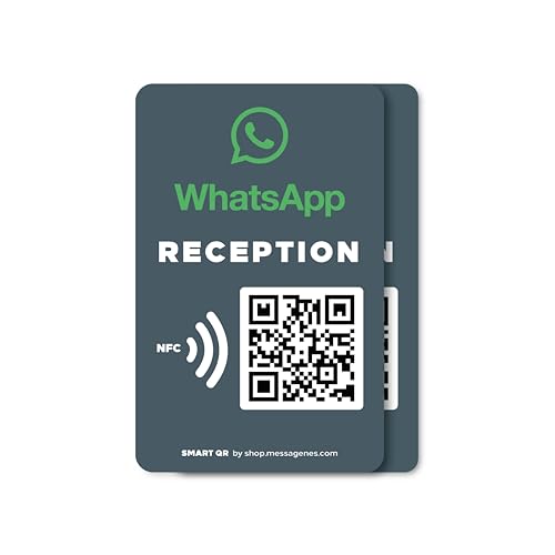 MESSAGENES | Pegatina Whatsapp QR y NFC Personalizable | Servicio Atención al Cliente | 2 Unidades Pegatina Tamaño Tarjeta NFC | Conecta a tus Clientes con Whatsapp | Solución para Recepciones