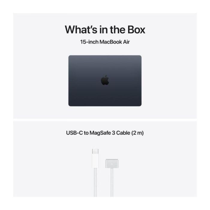 Apple 15" MacBook Air Laptop, M5 Chip mit 10‑Core CPU und 10‑Core GPU: Entwickelt für KI, 15,3" Liquid Retina Display, 16 GB, 1 TB SSD, Touch ID, WLAN 7; Mitternacht; QWERTY Tastatur