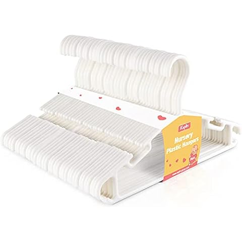 KEPLIN Kinder Kleiderbügel aus Kunststoff - 36 Stück, Weiße I rutschfeste Baby Kleiderbügel, platzsparende Bügel, mehr Stauraum für Kinder- und Babykleidung Cover
