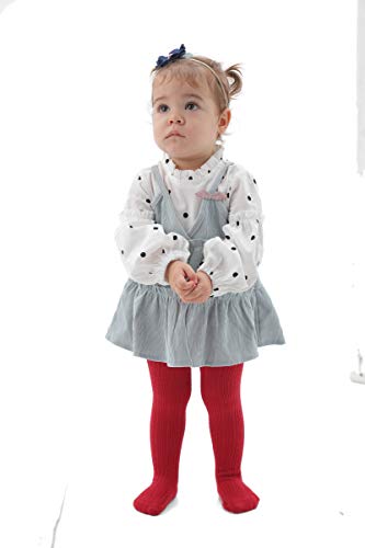 Image of EPEIUS Baby Girl Tights Cable Knit Cotton Seamless Footed Leggings 0-6Y | STAY-UP BABY TIGHTS. High elastic waist, smooth toe. Fits 0-3m newborn, infant & toddler. Ideal for daily wear & dresses.