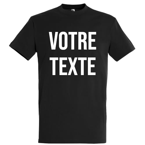 MAXI SHIRT Tshirt personnalisé avec Votre Texte, Message, Citation | Couleurs au Choix (Noir, L)