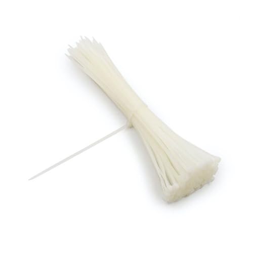 bridas de poliamida, 40 uds, 3,6 x 200 mm, color blanco, adecuadas para sujetar cables y organizar espacios.