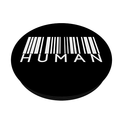 Human Bar Code Alien UFO Space Planet Theory PopSockets Swappable PopGrip, Black - Image 2