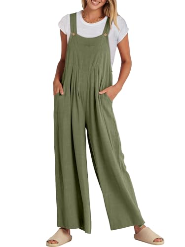 ANRABESS Womens Jumpsuits Overalls Linen Wide Leg...