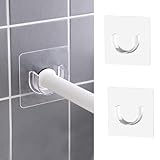 Adjustable No Drill Bracket for Telescopic Rods Curtain Rod Support Only for Window Shower Closet Bathroom Room Divider(2 PCS)