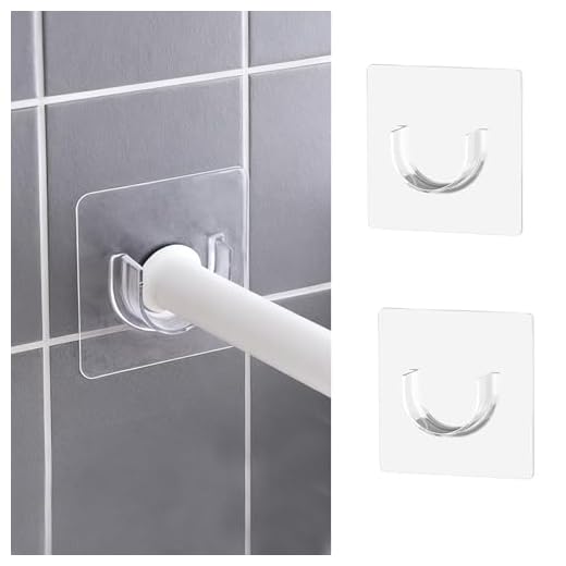 Adjustable No Drill Bracket for Telescopic Rods Curtain Rod Support Only for Window Shower Closet Bathroom Room Divider(2 PCS)