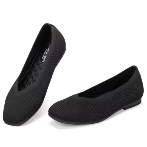 Image of Frank Mully Women Square Toe Flat Shoes Comfortable Knitted Flats