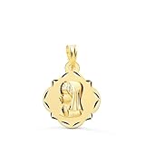 Inmaculada Romero IR Virgen Niña Medalla Primera Comunión Oro 9k pandereta 19mm. tallada