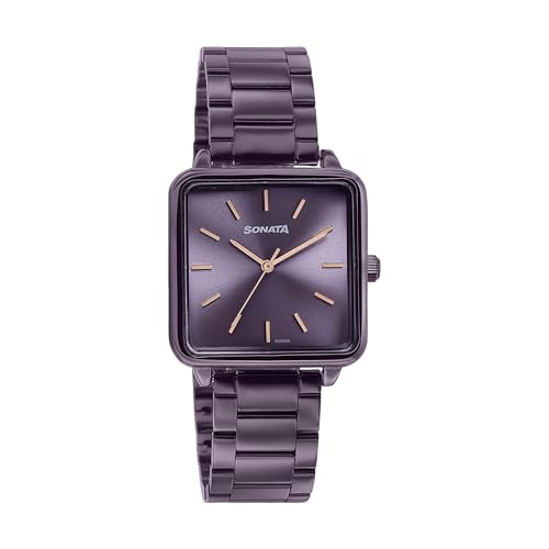 Image of Sonata Wedding Edit Quartz Analog Purple Dial Stainless Steel Strap Watch for Women