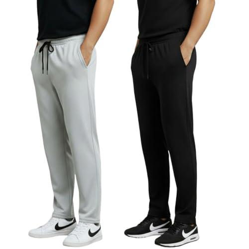 Image of Khakey Men's Black Regular Fit Cotton Plus Size Track Pant|Regular Fit Track Pants|Cotton Trackpant for Men|Solid Trackpants Men Combo