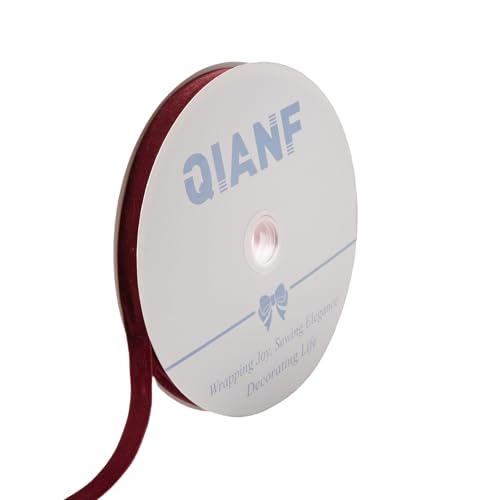 Image of QIANF Vintage Burgundy Velvet Ribbon, 5 /8 Inch X 25Yd