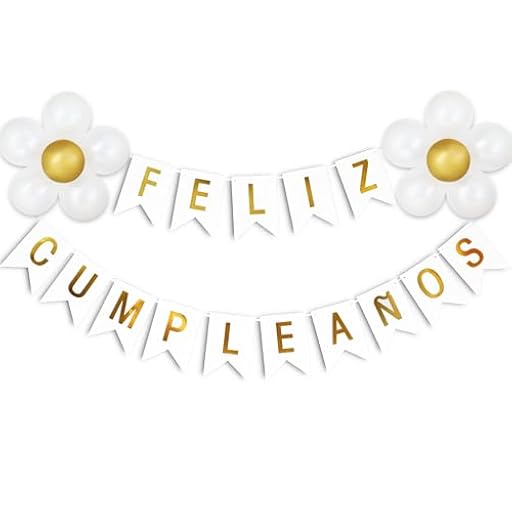 Banner Feliz Cumpleaños en español con Flores de Globos Decoración de Fiesta Guirnalda y Pancarta de Celebración de Aniversario de Adultos y Niños Cartel con Letras Doradas y Globos | Ya disponible en tu tienda friki favorita! En mundofriki.es! Banner Feliz Cumpleaños en español con Flores de Globos Decoración de Fiesta Guirnalda y Pancarta de Celebración de Aniversario de Adultos y Niños Cartel con Letras Doradas y Globos | Ya disponible en tu tienda friki favorita! En mundofriki.es!