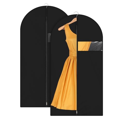 Garment Bags for Hanging Clothes, Breathable Garment Covers Grey PEVA Lightweight Garment Bag Zipper Suit Bags for Travel with Clear Window, Clothes Cover Dress Bags for Gowns Dust Cover (24'' X 39'')