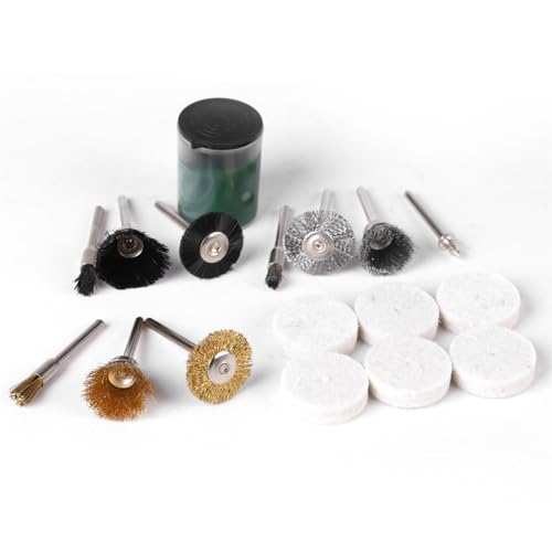 17pc ロータリーツールアクセサリーセット研削ディスク研磨ブラシ & スムージングヘッド金属/木材クラフト用永久破砕ブラシアタッチメント