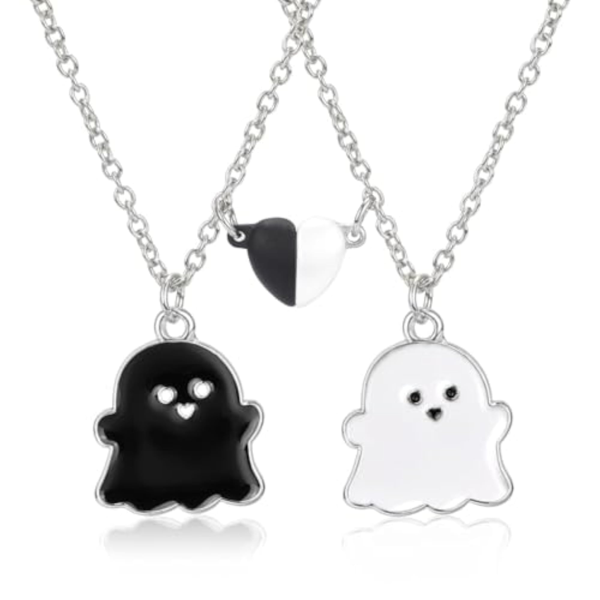 Friendship Couple Cartoon Ghost Necklace Set, Kawaii Charm