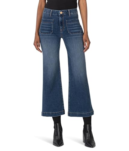 KUT from the Kloth Women's Meg High Rise Wide Leg W Patch Pockets Reg Hem