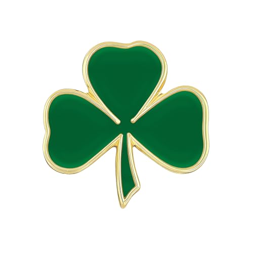 St. Patricks Day Lapel Pin - Lucky Green Shamrock Lapel Pin Brooch - Irish Shamrock Jewelry for Suit Jacket Hat Scarf