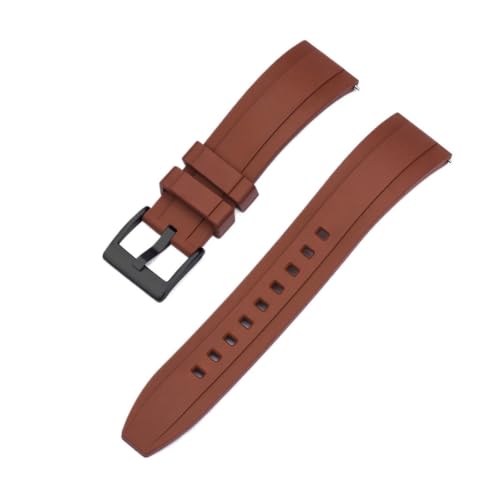 Bracelet montre caoutchouc fluoré 23mm FKM marron boucle ardillon noire