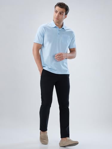 Image of Park Avenue Men Regular Fit Solid Pattern Pure Cotton Half Sleeve Polo Neck Loungewear T-Shirt