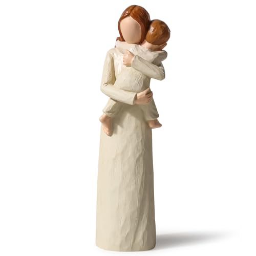 Yuideary Mother and Son Figurines Sculpted Hand Painted Figure Mother Son Statue Gifts for Mom from Son Perfect Sculpture Gifts for New Mom Mother.