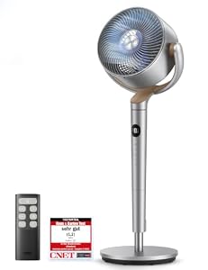 DREO 23dB leiser Standventilator, 120°+120° Omni-direktionale oszillierende Ventilator, 26M Windentfernung, 1615m³/h Luftvolumen Echt Turbo-Luftzirkulator Fans, 102CM Höhe 3 Modi 8-Geschwindigkeit
