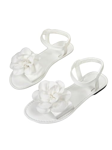GORGLITTER Women's Flower Flat Sandals Floral Vacation Open Toe Ankle Strap Sandal Flats