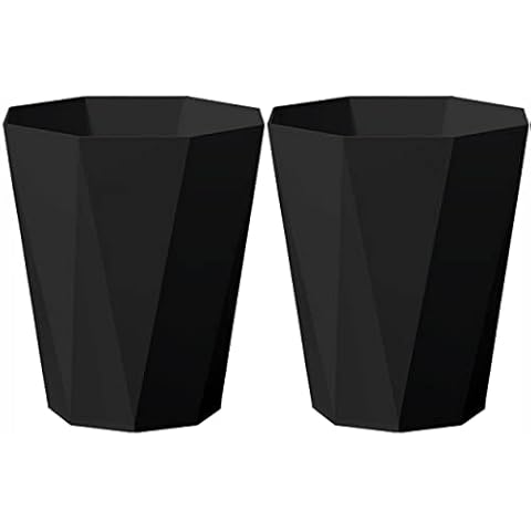 WEECRON Trash Can Bathroom Garbage Can 2.6 Gallon Plastic Waste Basket for Office Bedroom Kitchen, 2 Pack Black Cover
