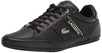 Lacoste Men's Chaymon Sneaker, Black/Black/Gold Leather, 11