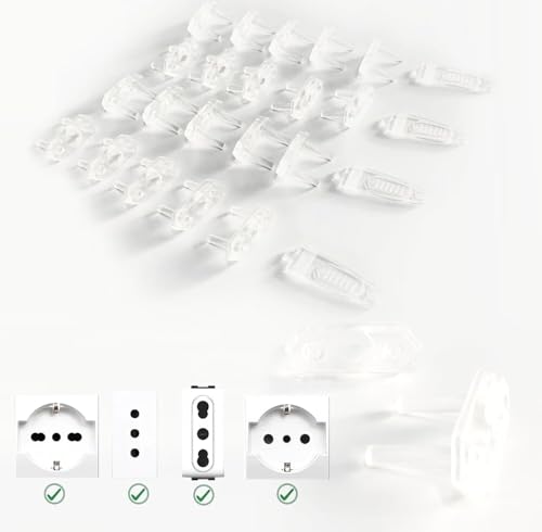 Odelu 20 Copriprese Corrente Per Bambini Trasparenti e 4 chiavi - Tappi prese elettriche bambini - Protezione Prese Elettriche Bambini - Copri Presa Elettrica Bambini Casa - Proteggi Prese Per Bambini